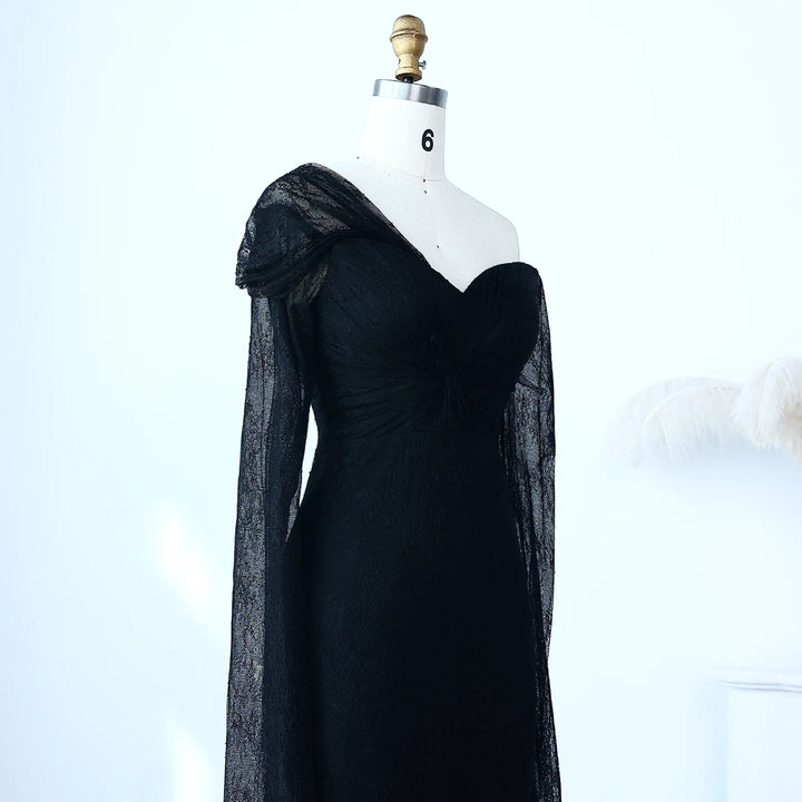 Purple Lace Mermaid Evening Dress with Cape Sleeves SF055