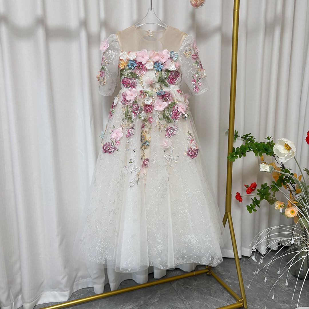 Floral Luxury Long Girl Dress for Princess Birthday Pageant J292A