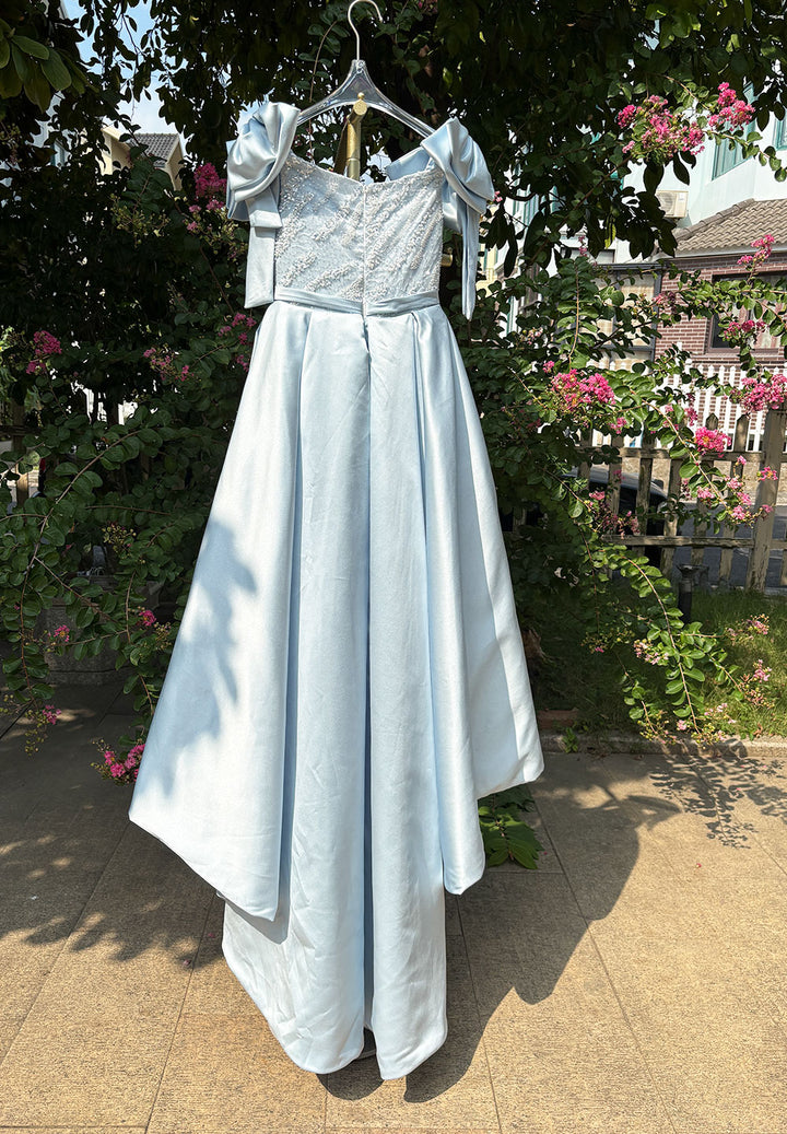 Luxury Elegant Pink Flower Girl Dress with Bow J113