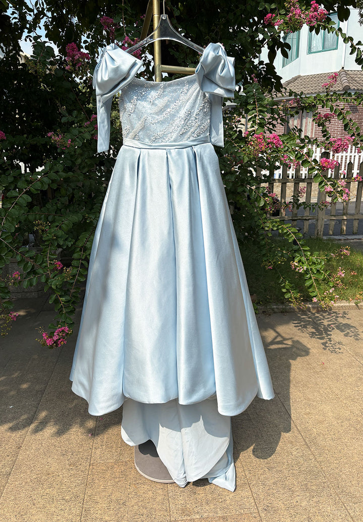 Luxury Elegant Pink Flower Girl Dress with Bow J113