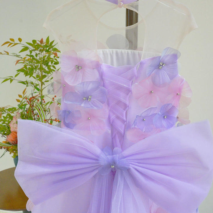 Luxury Lilac Princess Flower Girl Dress with Flower Appliques J620
