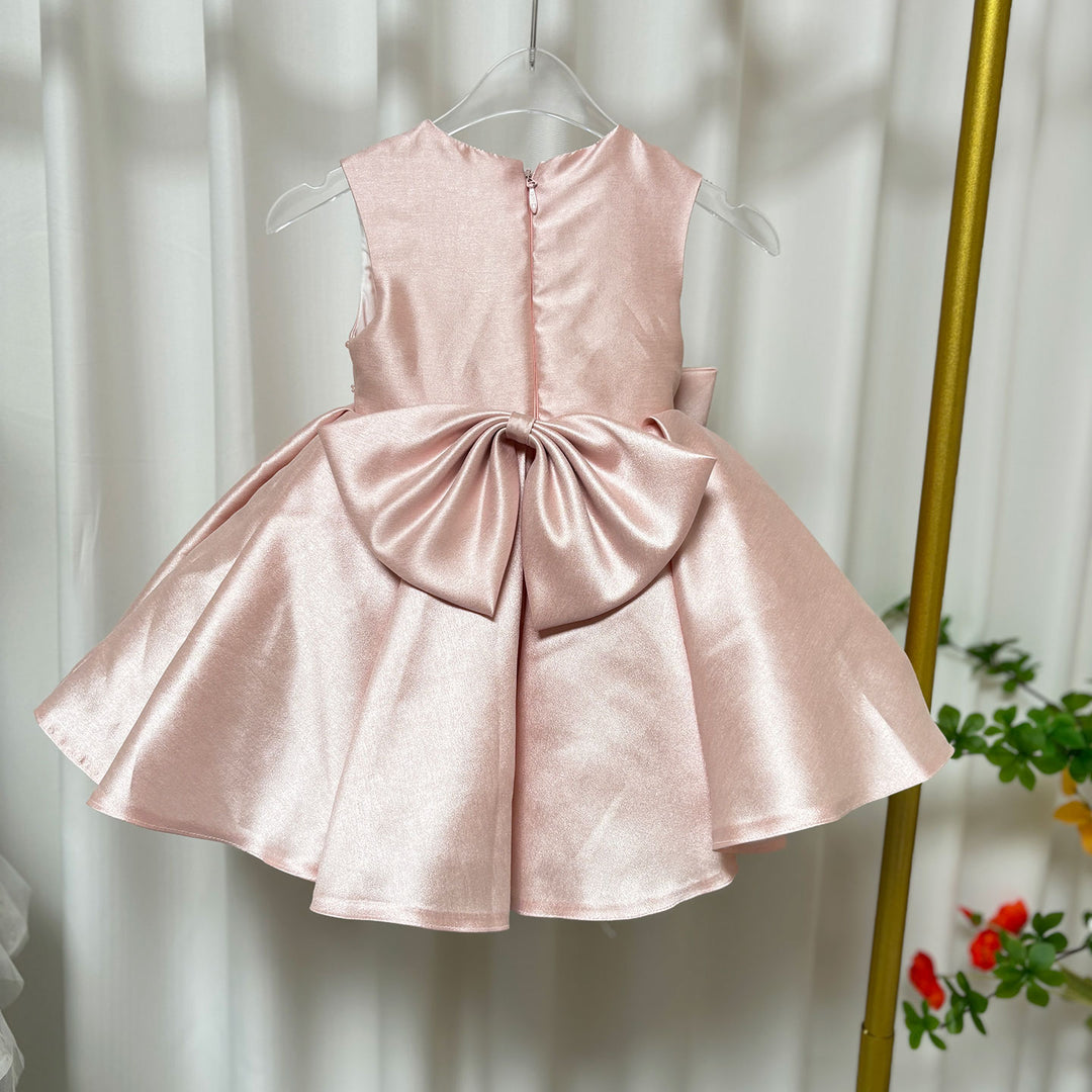 Sweet Pink Birthday Party Dress with Embroidery Flower Girl Dress D140