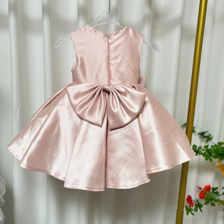 Sweet Pink Birthday Party Dress with Embroidery Flower Girl Dress D140