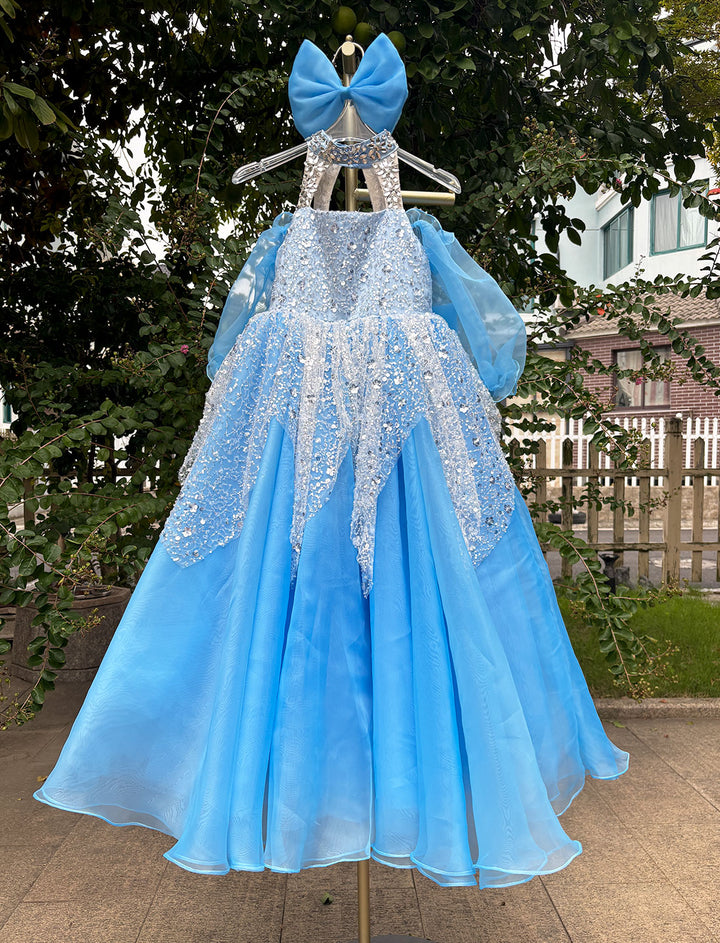 Glamorous Crystal Princess Girl Gown for Birthday and Pageant J437