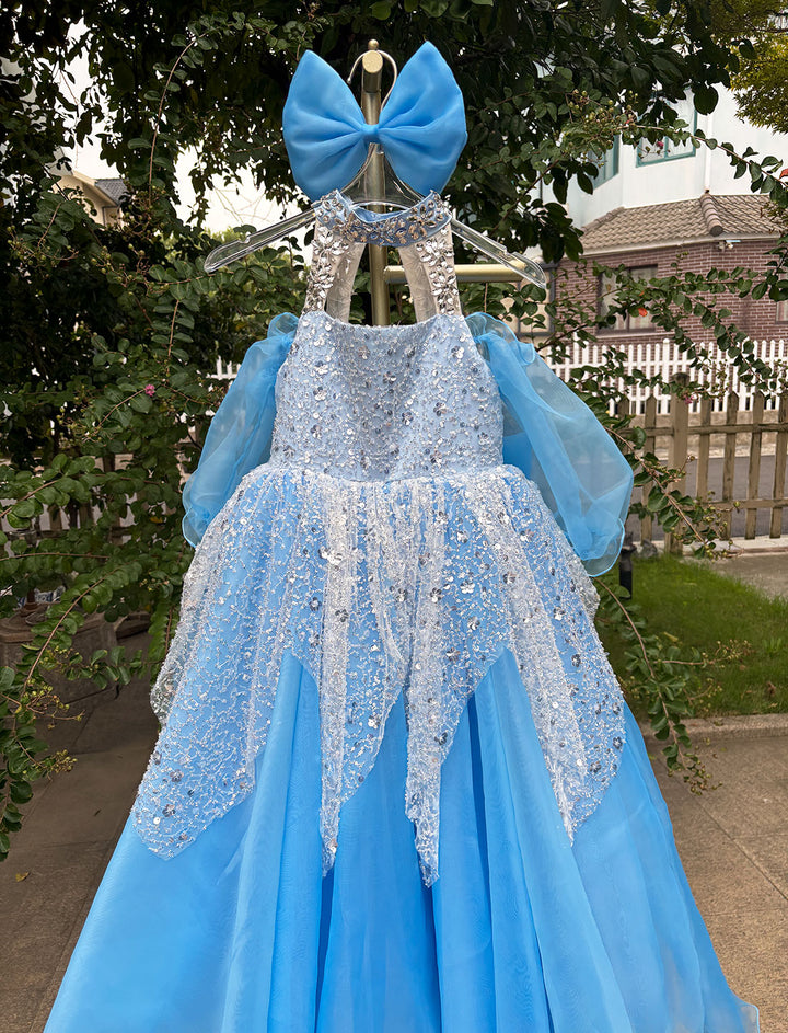 Glamorous Crystal Princess Girl Gown for Birthday and Pageant J437