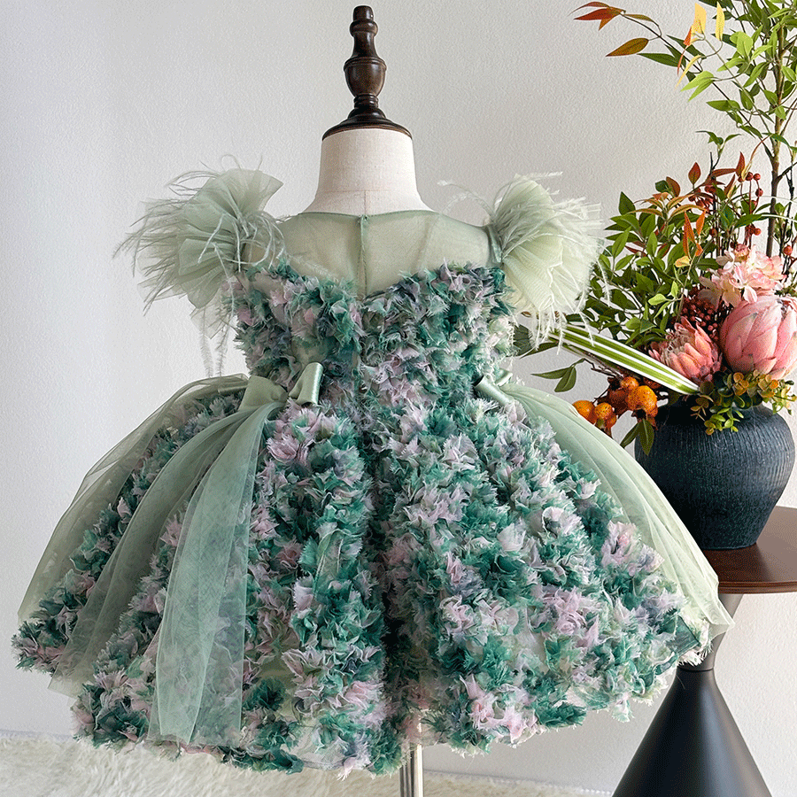 Elegant Floral Flower Girl Dress Princess Birthday Party J846