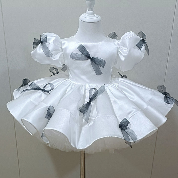 Luxury Black Flower Girl Dress for Kids Birthday Party Gown D173