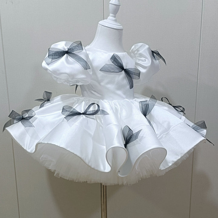 Luxury Black Flower Girl Dress for Kids Birthday Party Gown D173