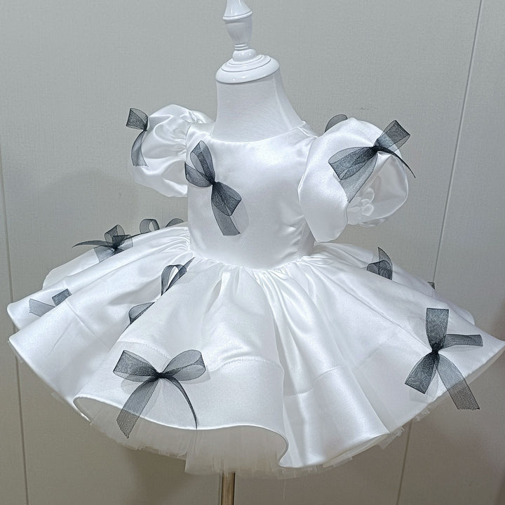 Luxury Black Flower Girl Dress for Kids Birthday Party Gown D173