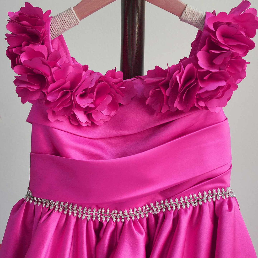 Fuchsia Girl Dress Appliques Lilac Princess Dubai Gown J167