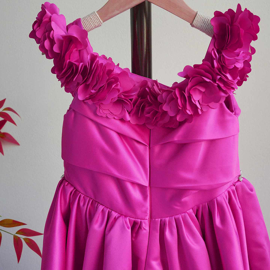 Fuchsia Girl Dress Appliques Lilac Princess Dubai Gown J167