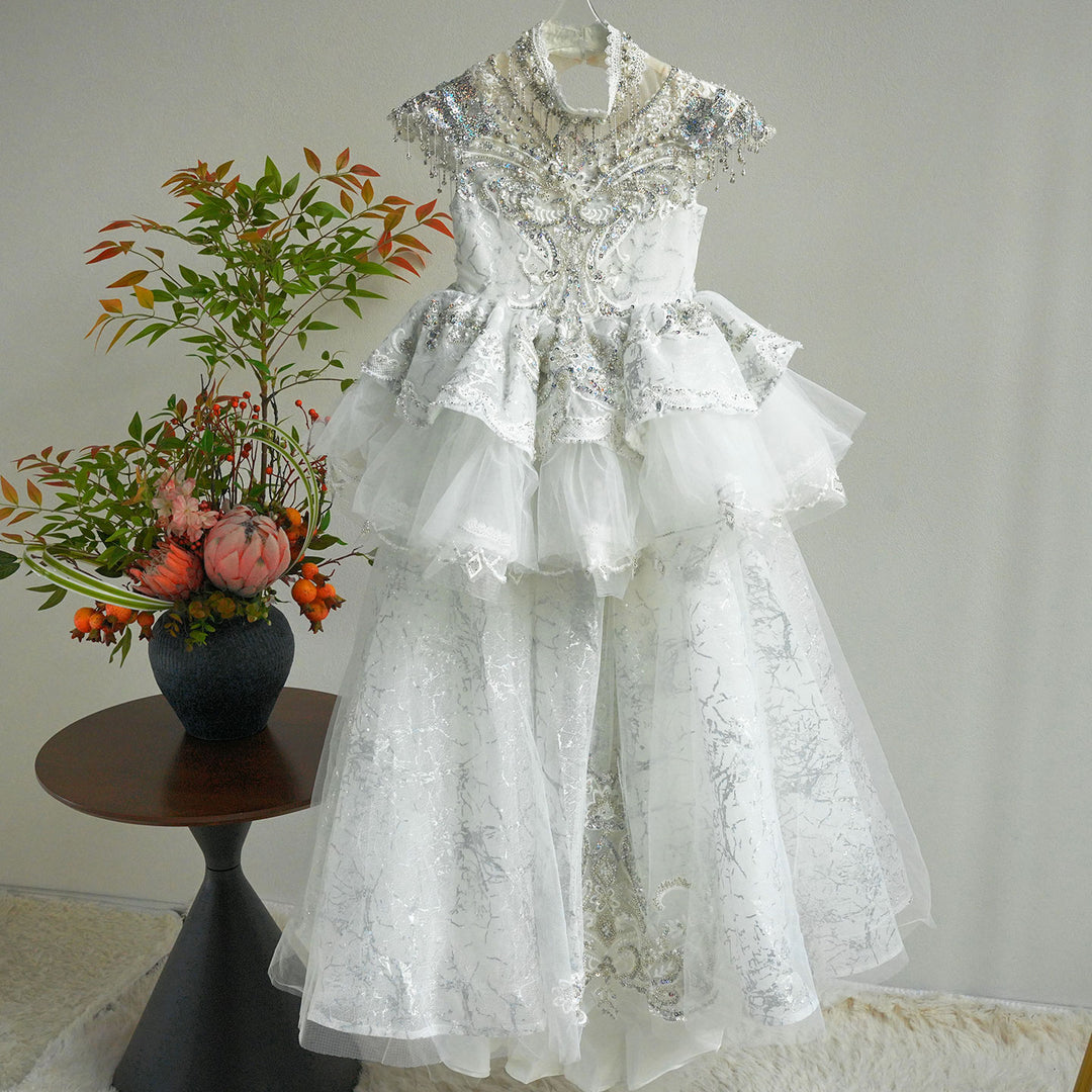 Luxury Off White Lace Princess Flower Girl Dress J186