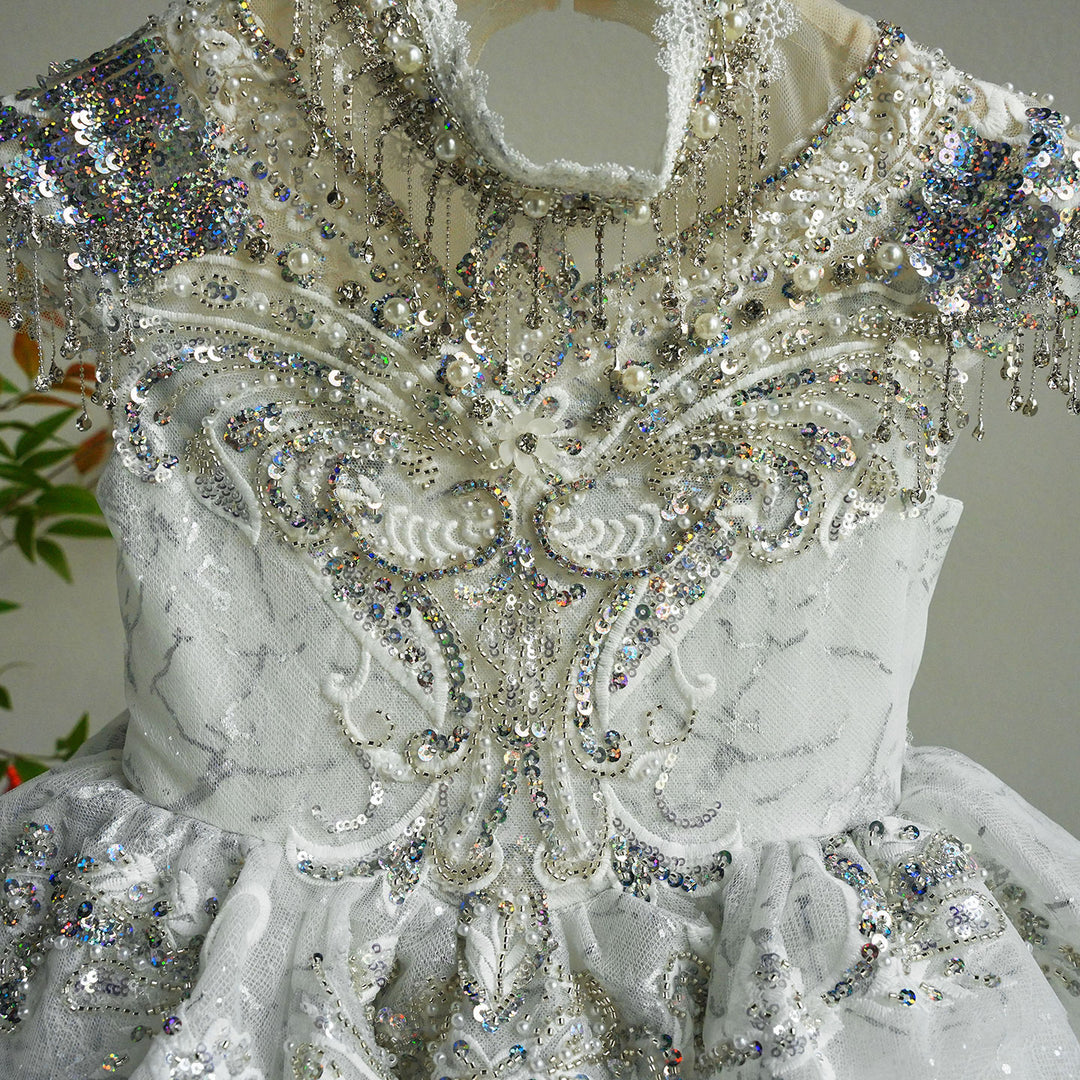 Luxury Off White Lace Princess Flower Girl Dress J186