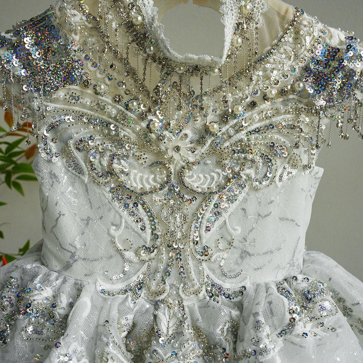 Luxury Off White Lace Princess Flower Girl Dress J186