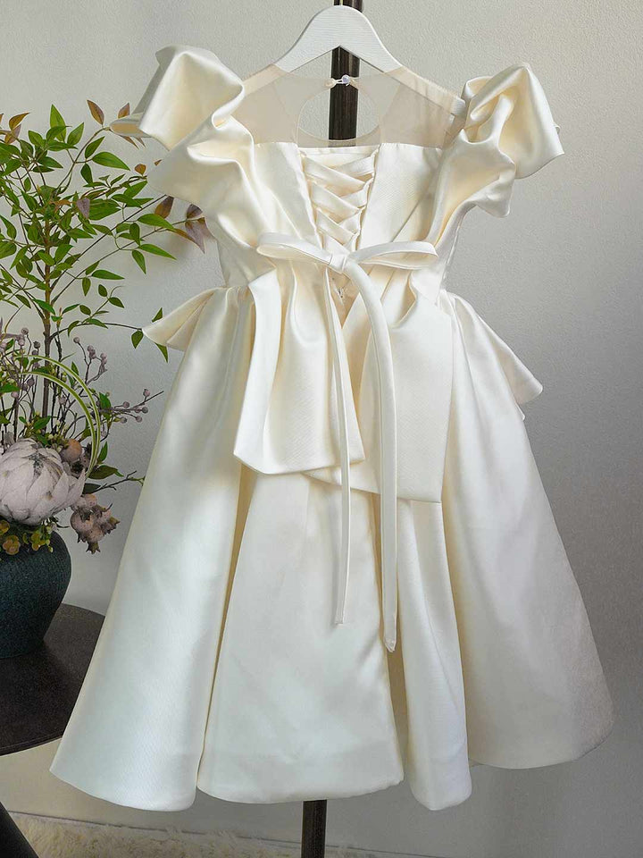 Luxury Satin Princess Girl Dress for Birthday Pageant Party Gown D233