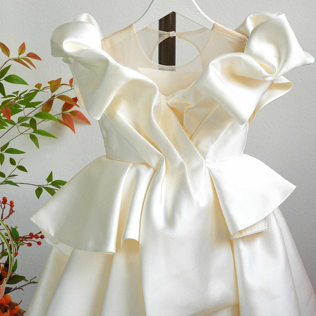 Luxury Satin Princess Girl Dress for Birthday Pageant Party Gown D233