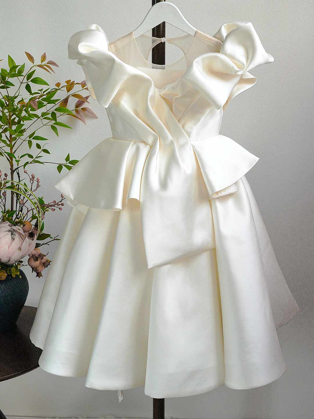 Luxury Satin Princess Girl Dress for Birthday Pageant Party Gown D233
