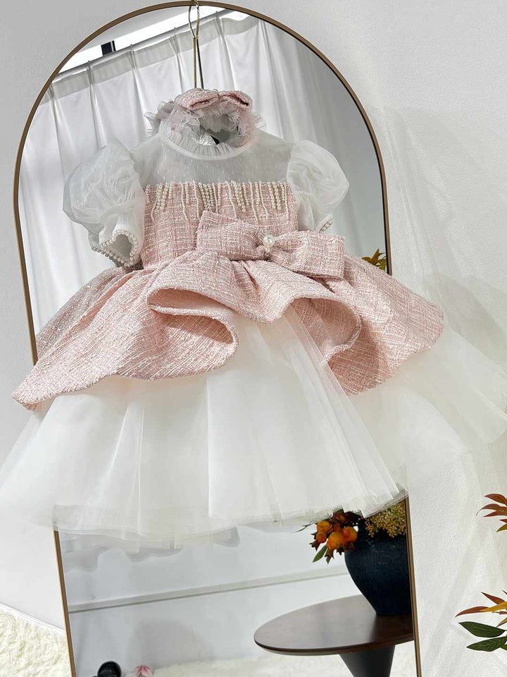 Elegant Pink Knee Length Flower Girl Dress Birthday Party J514
