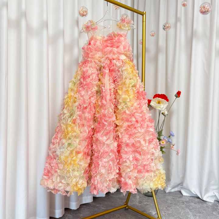 Luxury Fuchsia Flower Girl Long Dress Kids Wedding Pageant Party J288