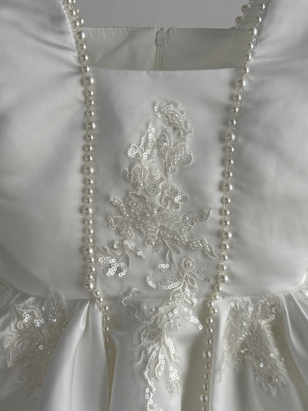 Gorgeous Satin Embroidered Girl Dress With Pearls J790