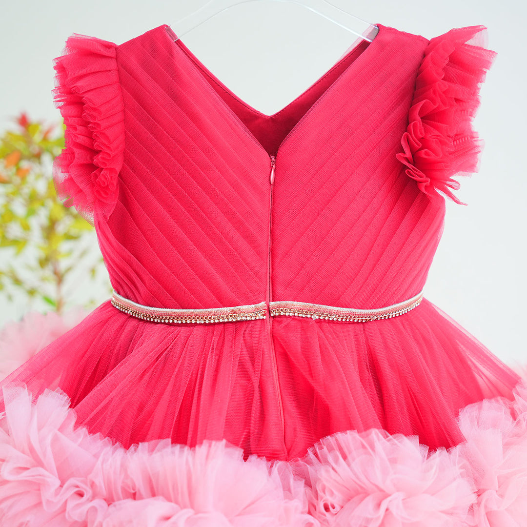 Elegant Fuchsia Flower Girl Dress for Wedding Party Puffy Tulle Princess Dress M013