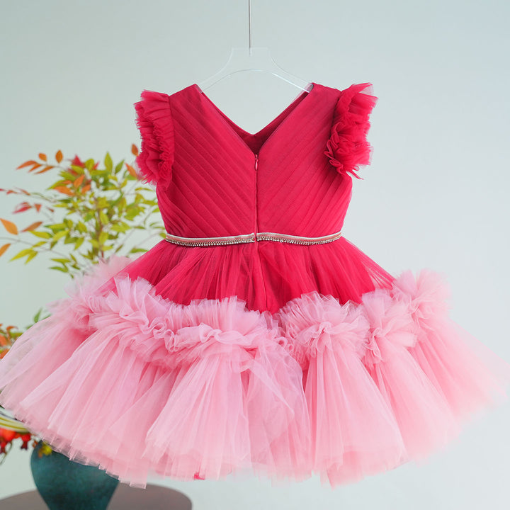 Elegant Fuchsia Flower Girl Dress for Wedding Party Puffy Tulle Princess Dress M013