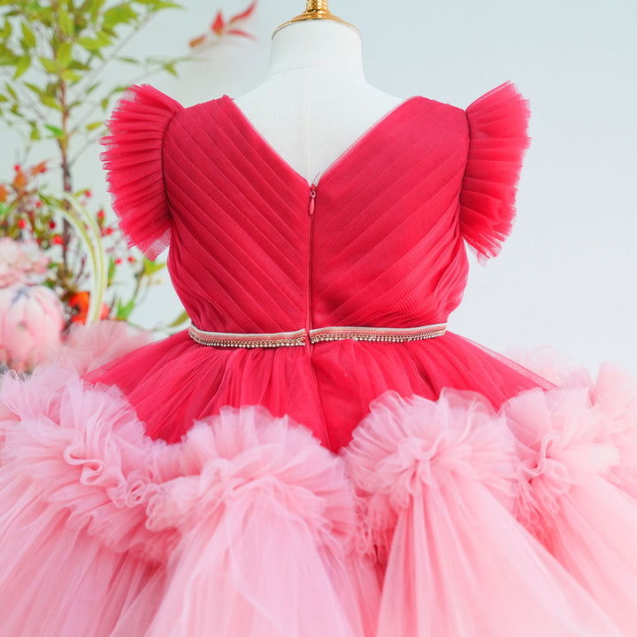 Elegant Fuchsia Flower Girl Dress for Wedding Party Puffy Tulle Princess Dress M013