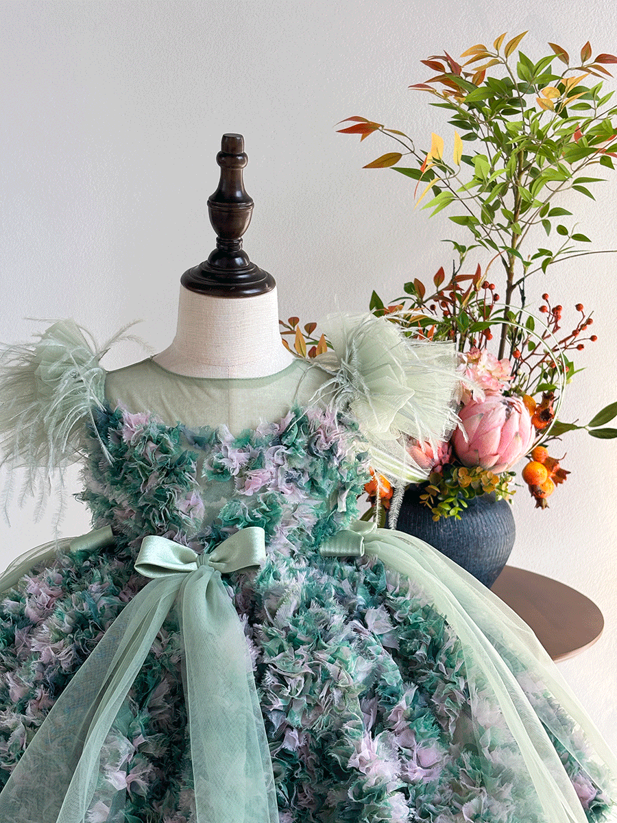 Elegant Floral Flower Girl Dress Princess Birthday Party J846