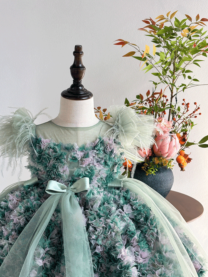 Elegant Floral Flower Girl Dress Princess Birthday Party J846