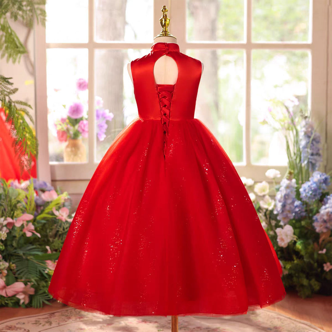 Elegant Sage Green Beaded Flower Girl Pageant Princess Gown D220