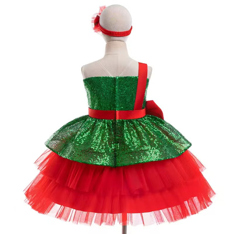 Lovely Christmas Baby Girl Dress Princess Holiday Birthday Party D194 Red-Green / child-8 Lovely Christmas Baby Girl Dress Princess Holiday Birthday Party D194 Red-Green / child-8