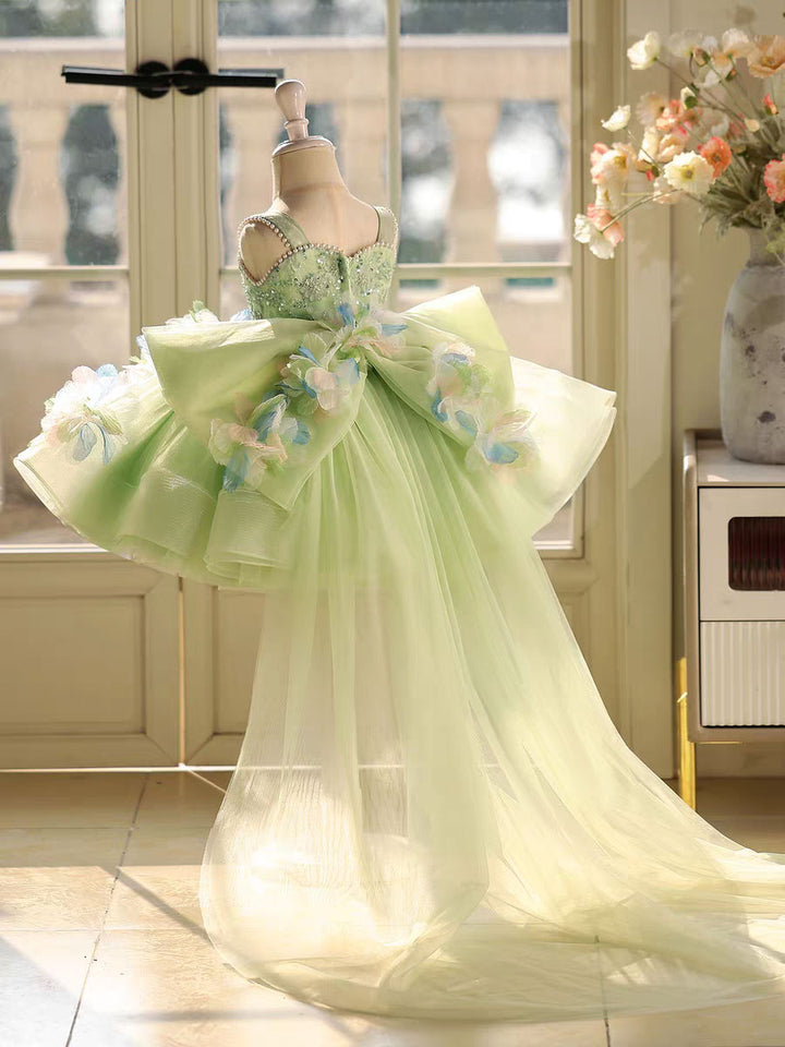 Sage Green 3D Floral Pageant Dress for Girls Toddler Princess Gown J873