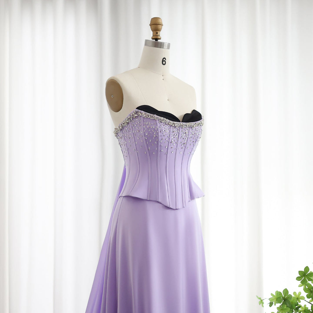 Saudi Arabia Lilac Two Pieces Evening Dresses SS264