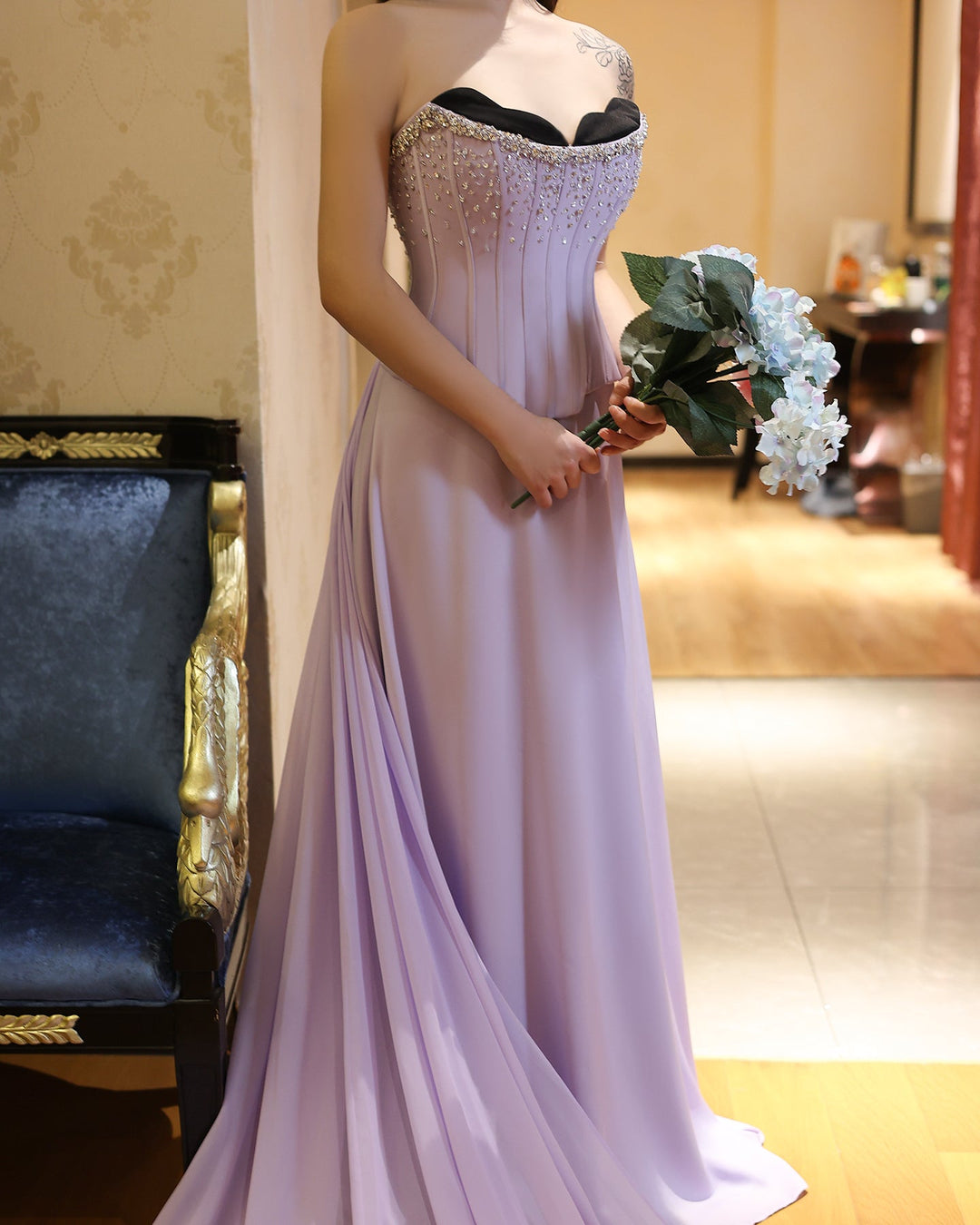 Saudi Arabia Lilac Two Pieces Evening Dresses SS264