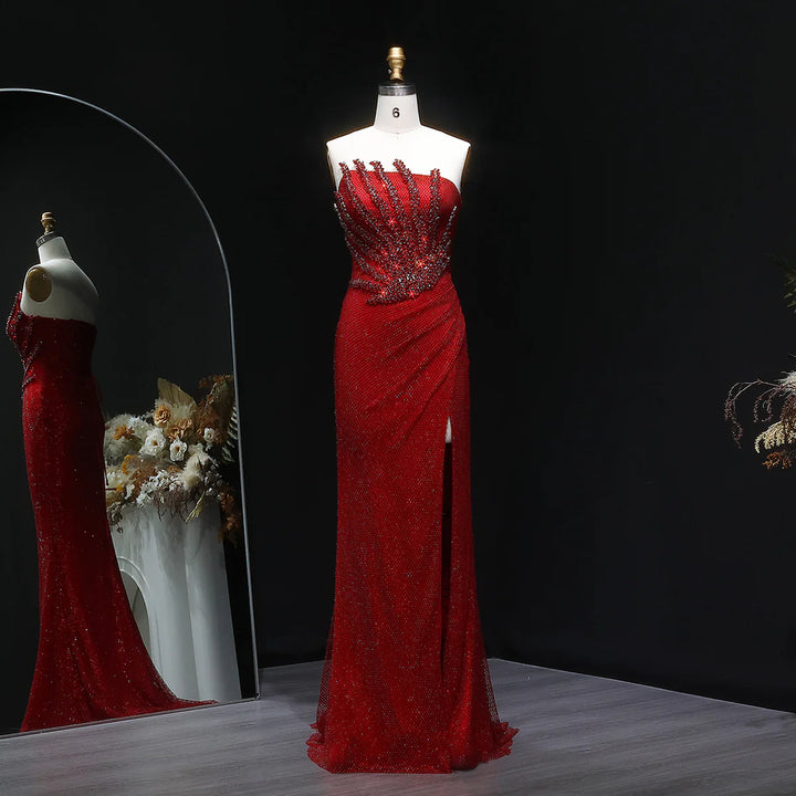 Sparkly Crystal Mermaid Evening Dress Dubai Luxury Caramel SS528