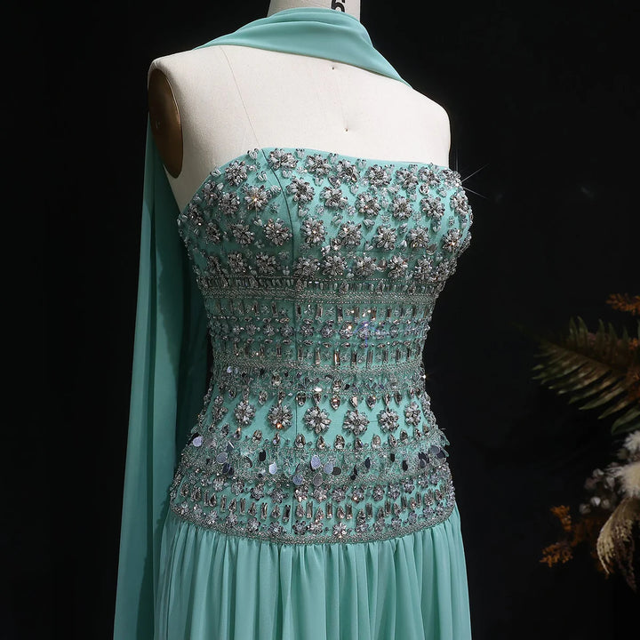 Strapless Lilac Beaded Bodice Evening Dress with Flowing Skirt SS539-DreamyVow