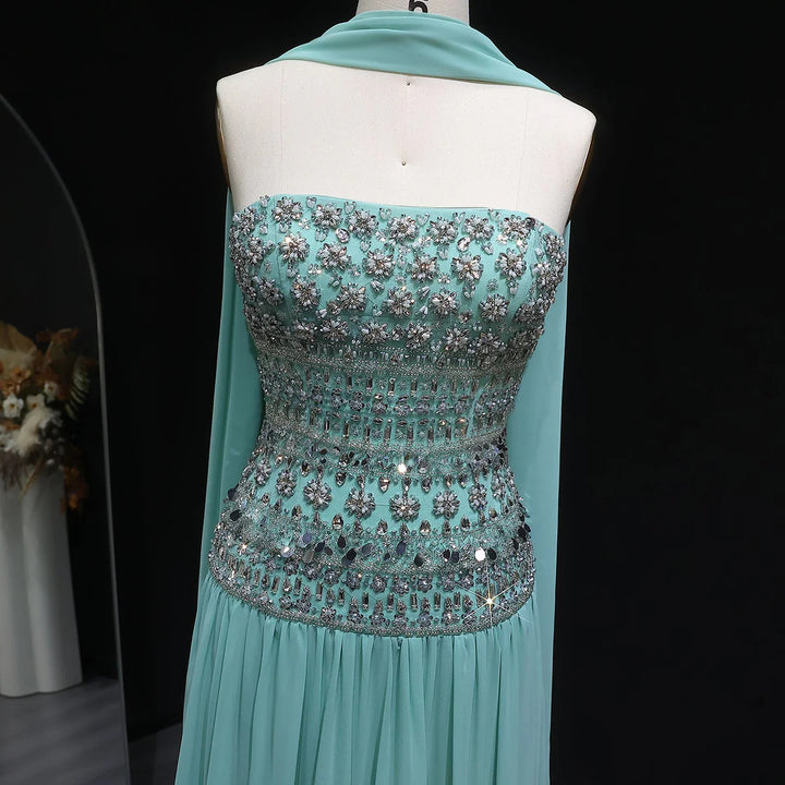 Strapless Lilac Beaded Bodice Evening Dress with Flowing Skirt SS539-DreamyVow