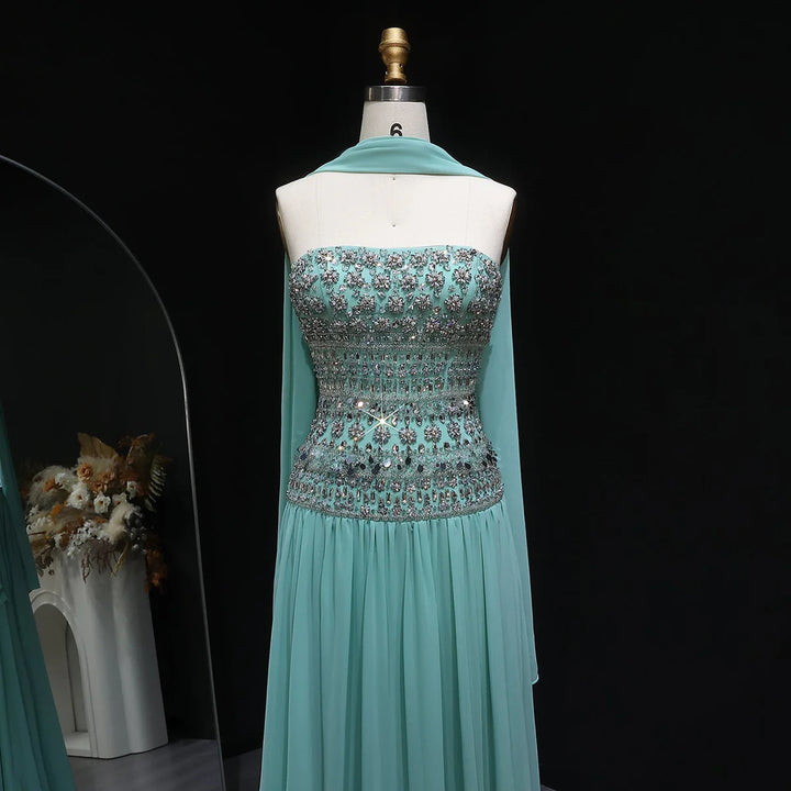 Strapless Lilac Beaded Bodice Evening Dress with Flowing Skirt SS539-DreamyVow