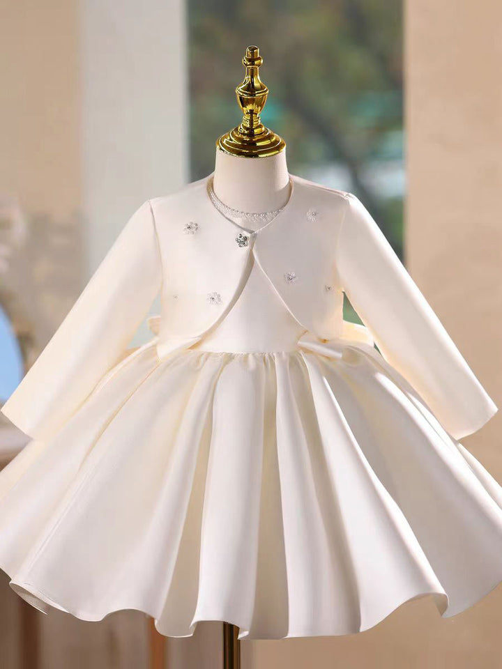 Luxury White Long Sleeve Princess Dress for Birthday Wedding Party J732