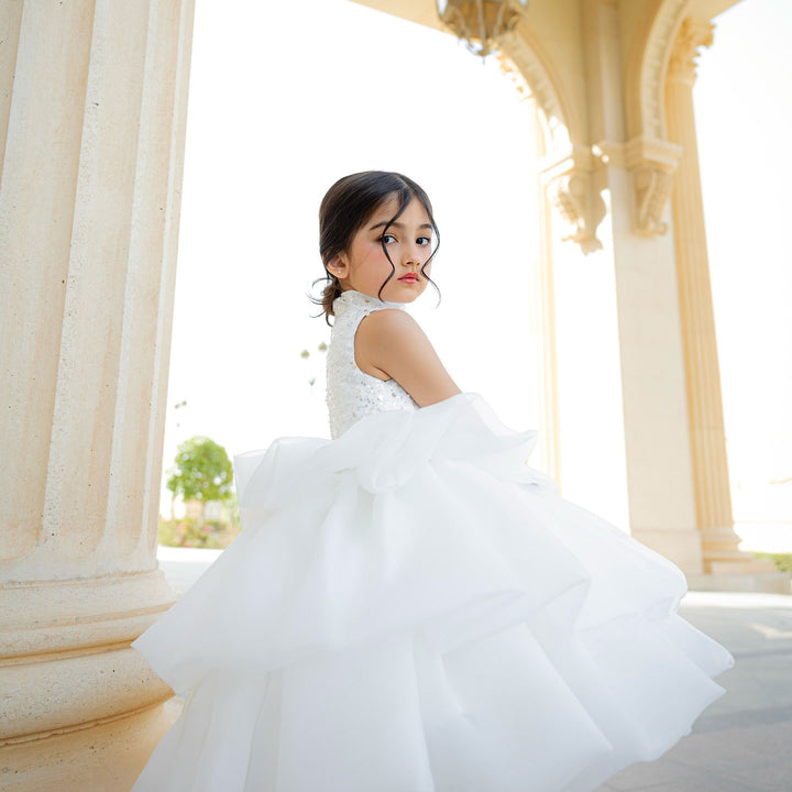 White Flower Girl Dress for Toddler Birthday Wedding Party J580