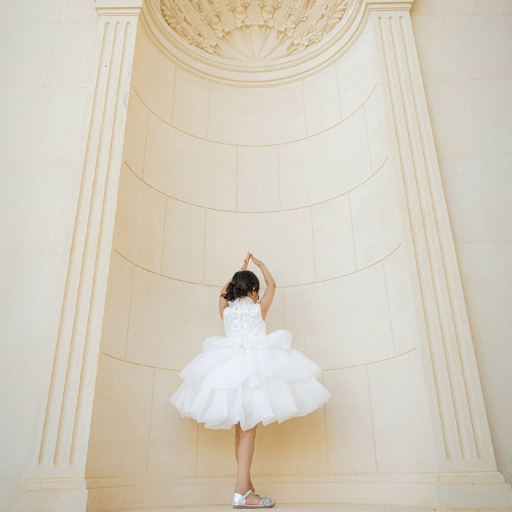 White Flower Girl Dress for Toddler Birthday Wedding Party J580