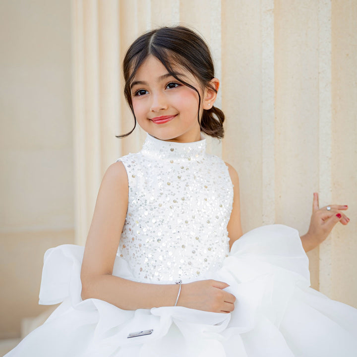 White Flower Girl Dress for Toddler Birthday Wedding Party J580