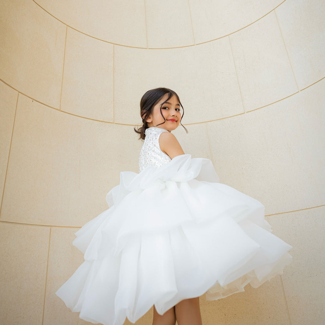 White Flower Girl Dress for Toddler Birthday Wedding Party J580