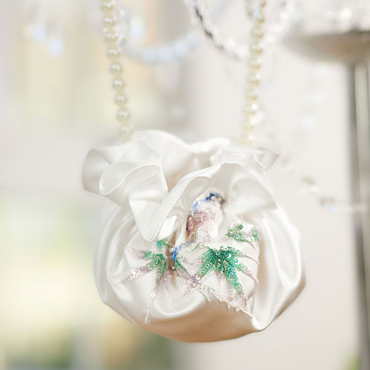 Luxury Satin White Princess Girl Dress Knee Length for Birthday Party D228