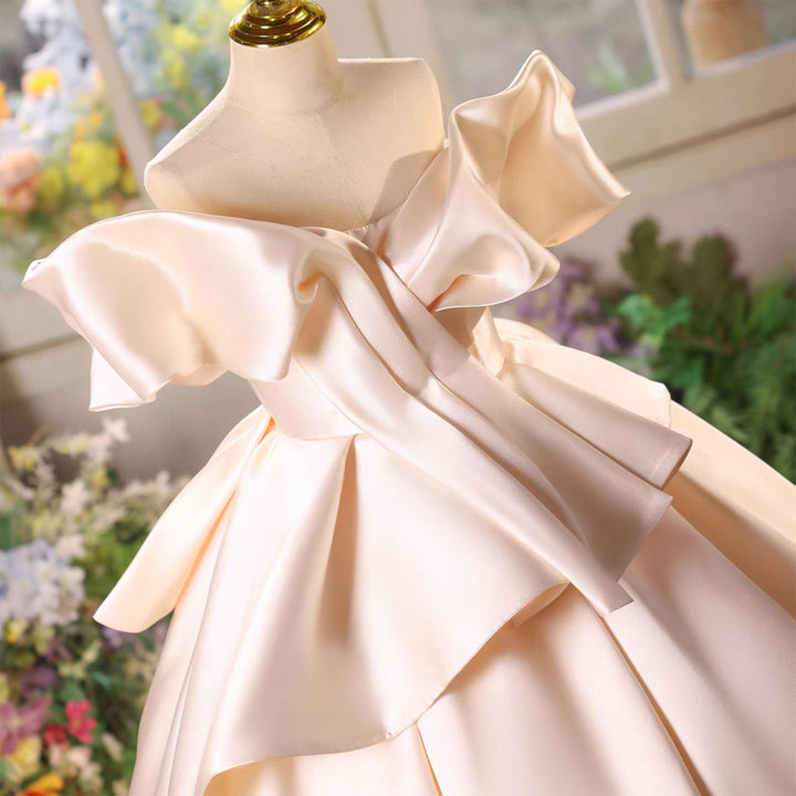 Luxury Satin Princess Girl Dress for Birthday Pageant Party Gown D233