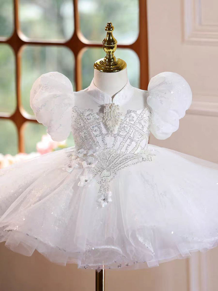 Classic White Flower Girl Dress for Wedding and Birthday D155