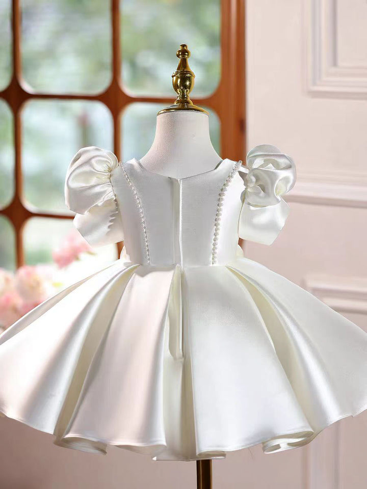 Burgundy Satin Flower Girl Dress Toddler Princess Birthday Party Gown J443