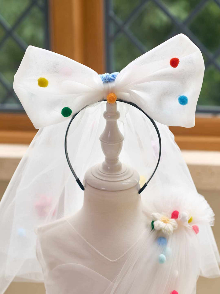 Colorful Pom Pom One-Shoulder Girls Photoshoot Dress J511