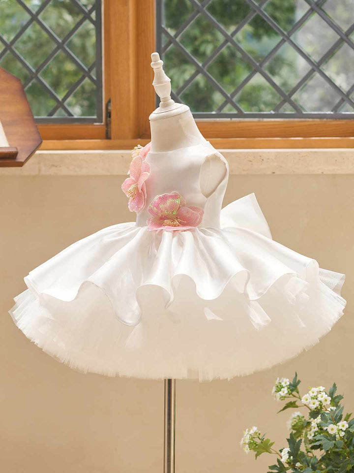 3D Sequin Floral Sleeveless Satin Girls Party Dress J509