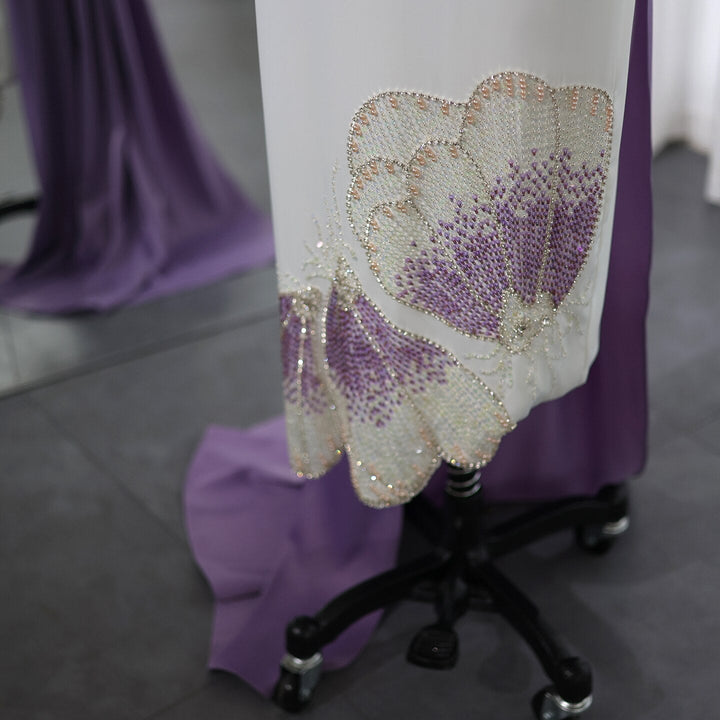 White Lilac Butterfly Luxury Evening Dresses SS475